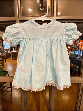 Vintage Nannette Light Blue Lace Baby Dress 6-9 Months